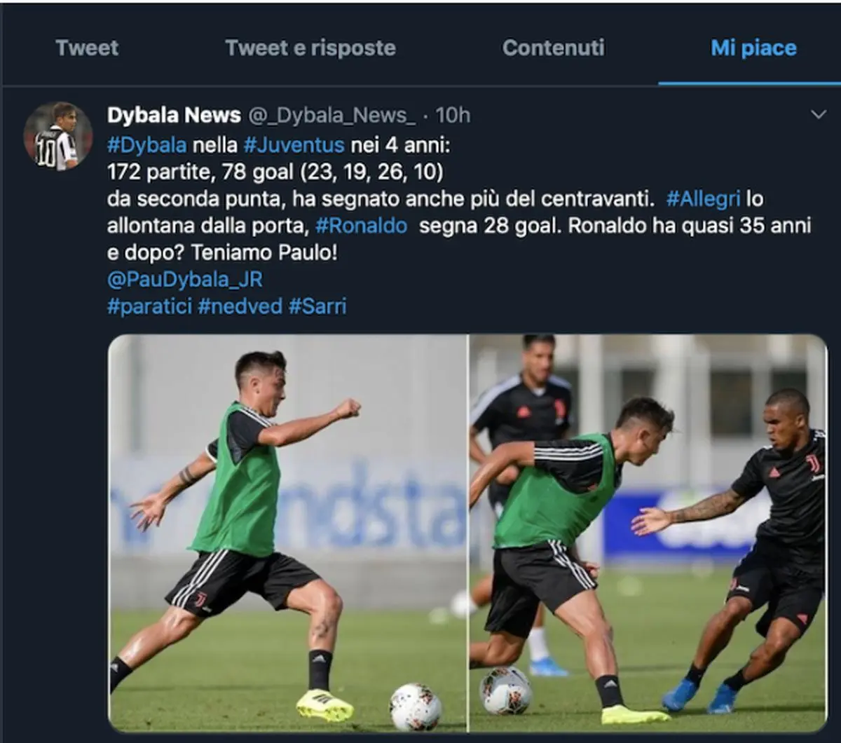 لایک جنجالی دیبالا؛ علیه رونالدو و آلگری!