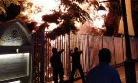 آتش سوزی درخت در بیمارستان قائم مشهد+ فیلم