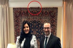 وقتی خانم سفیر عربستانی در دیدارش با معاون وزیر خارجه آمریکا از فرش ایرانی استفاده می‌کند/ واکنش جالب کاربران شبکه های مجازی به این اتفاق