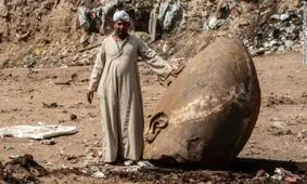 کشف سر مجسمه فرعون مصر در خیابانی در قاهره