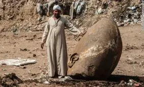 کشف سر مجسمه فرعون مصر در خیابانی در قاهره
