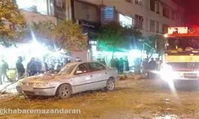 سقوط درخت بر روی خودروی پراید و مصدومیت زن ۳۸ ساله + تصاویر