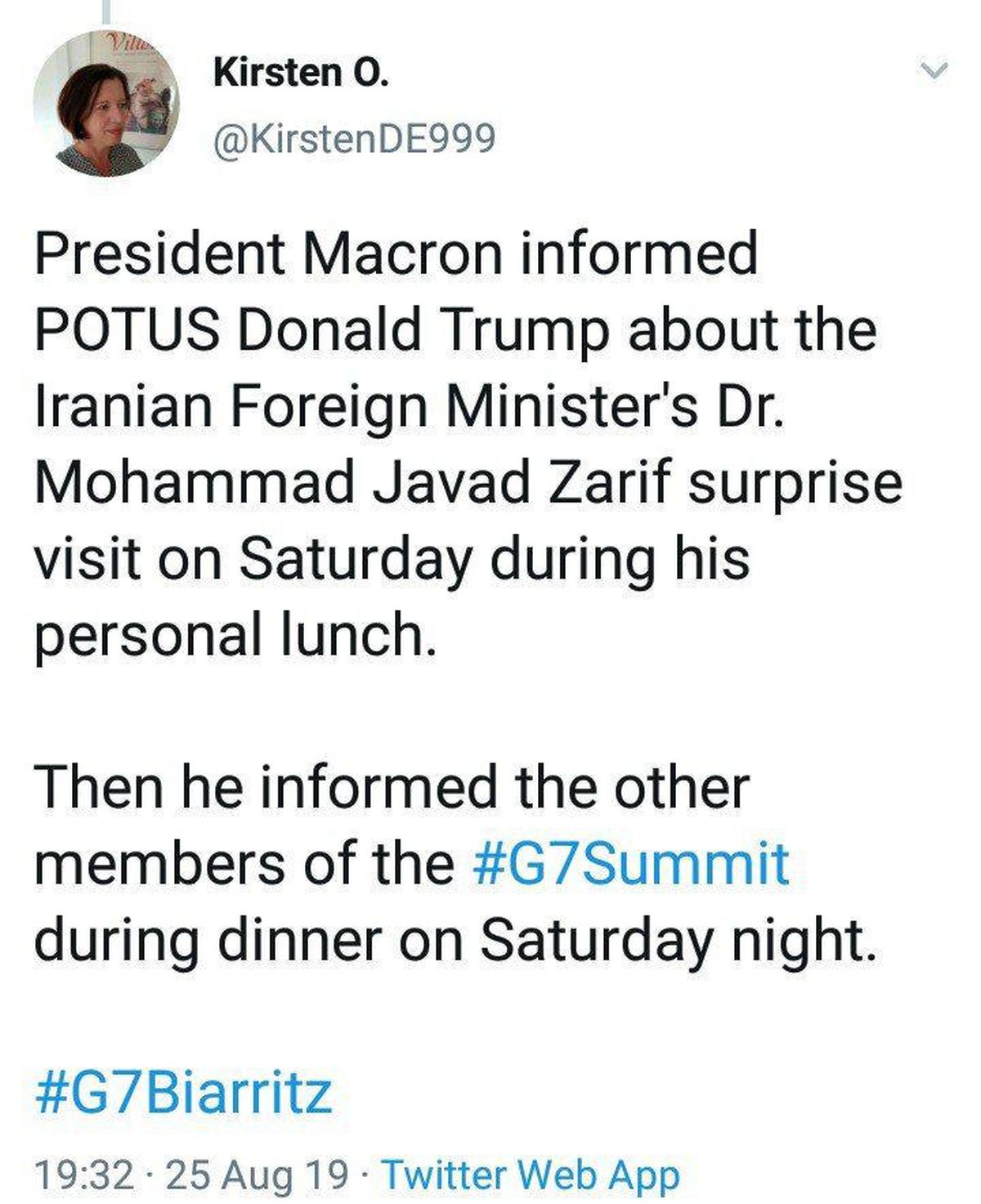 مکرون دیروز هنگام ناهار ترامپ را در جریان دعوت از ظریف قرار داد