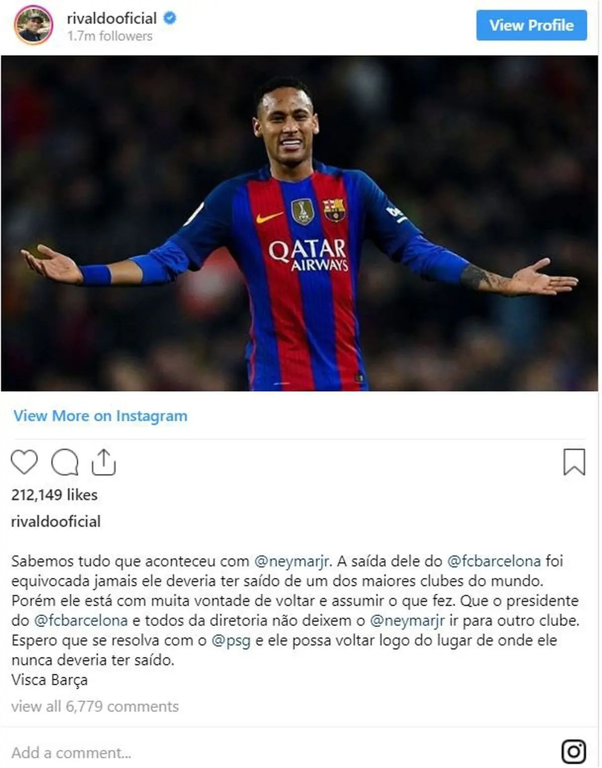 ریوالدو: بارسا نگذارد نیمار راهی باشگاهی دیگر شود