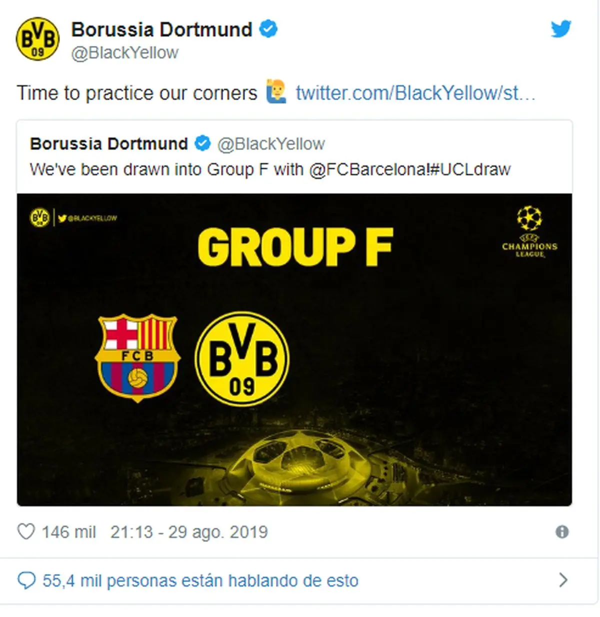 طعنه توئیتری دورتموند به بارسلونا