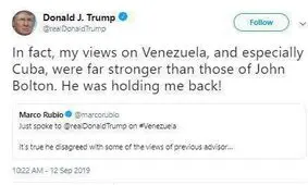 ترامپ: جان بولتون سد راه من بود