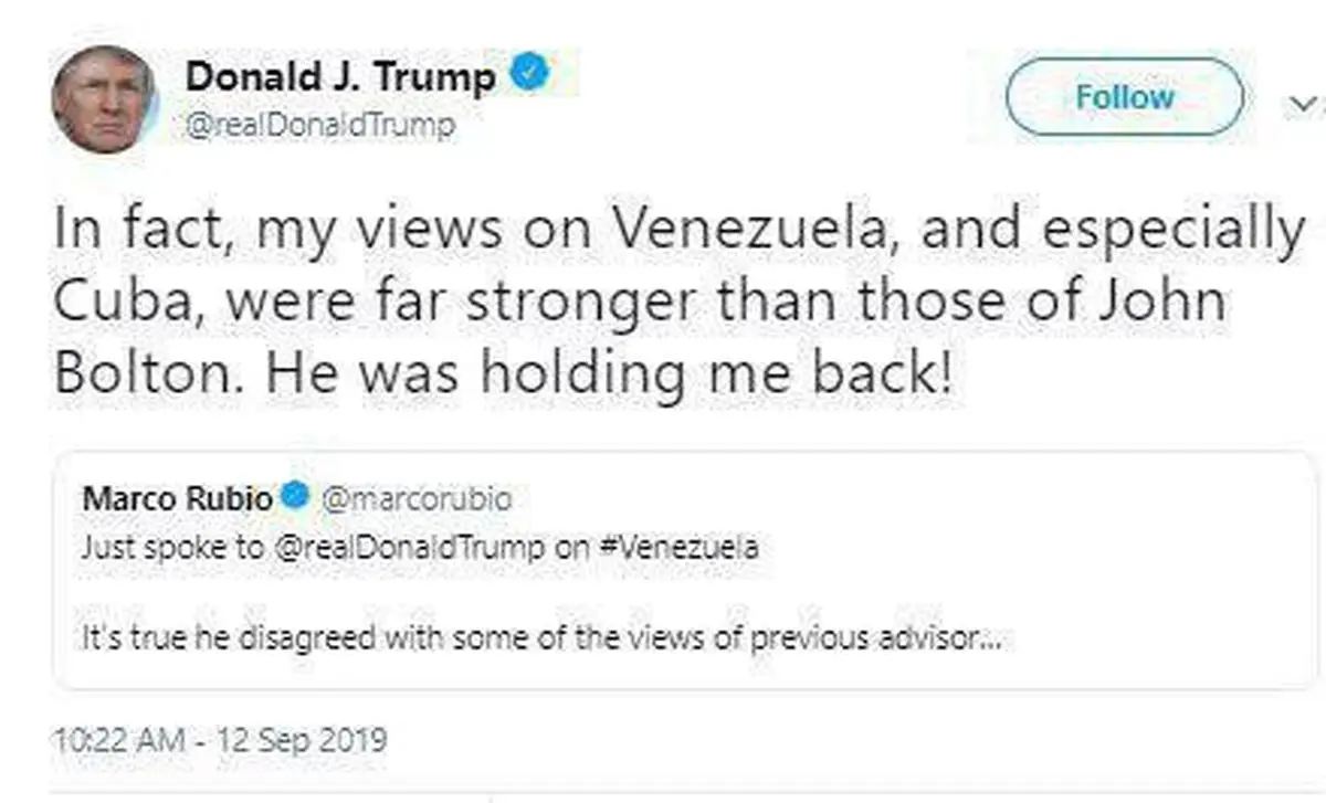 ترامپ: جان بولتون سد راه من بود