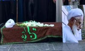 پیکر مرحوم آیت‌الله مجتهد زاده عبد خدایی در حرم مطهر تشییع شد