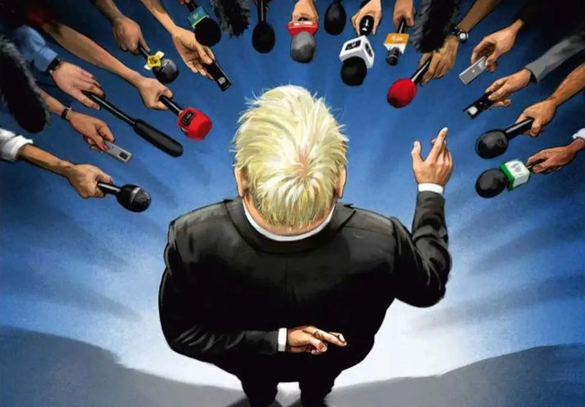 افسر پلیس پشت سر بوریس جانسون حین سخنرانی طولانی در ویکفیلد، از حال رفت!