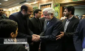 ناطق نوری، عارف و حسین شریعتمداری در مراسم ترحیم عسگراولادی/عکس