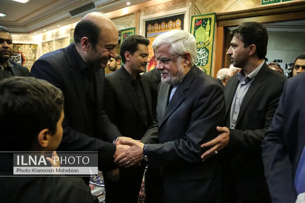ناطق نوری، عارف و حسین شریعتمداری در مراسم ترحیم عسگراولادی/عکس