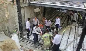 فرو رفتن میلگرد به بدن کارگر جوان