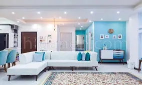 دکوراسیون آبی و سفید خانه‌ آرام امیر و زهرا را ببینید