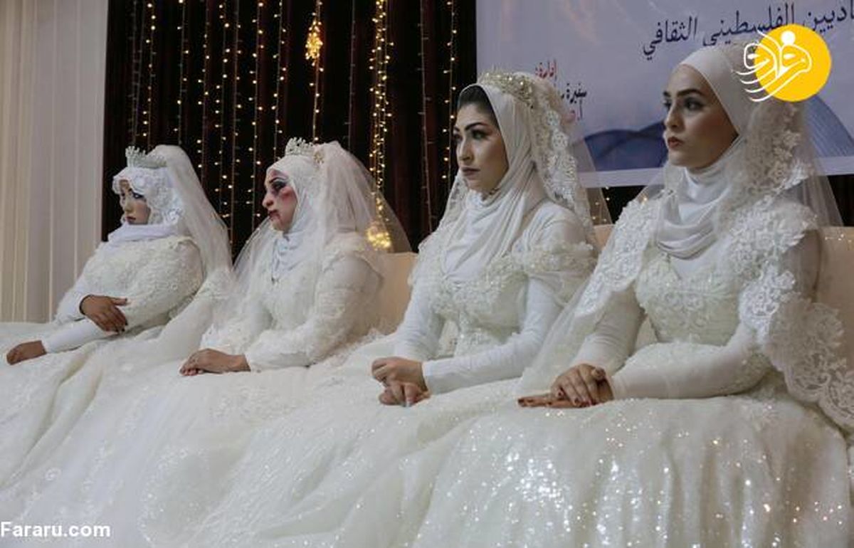عروس‌های فلسطینی با سر و صورت کبود + عکس