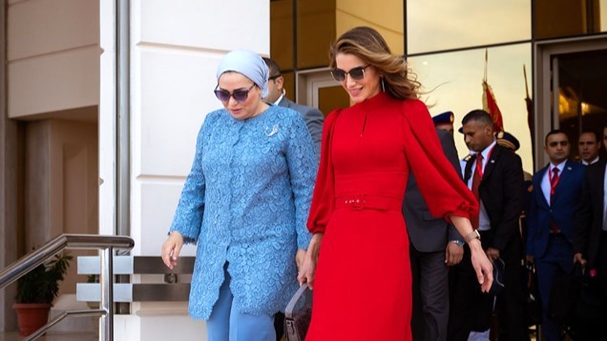 همسر سیسی پس از مدت‌ها در دیدار با ملکه اردن آفتابی شد+ تصاویر