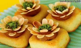 طرز تهیه کیک باقلوا لقمه ای مجلسی و خوشمزه با شکوفه بادام پرک برای عید نوروز