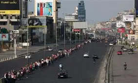 زنجیره انسانی ۱۷۰ کیلومتری در لبنان + تصاویر