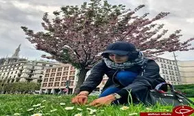 الناز شاکردوست در خارج از کشور درحال گره زدن سبزه +عکس