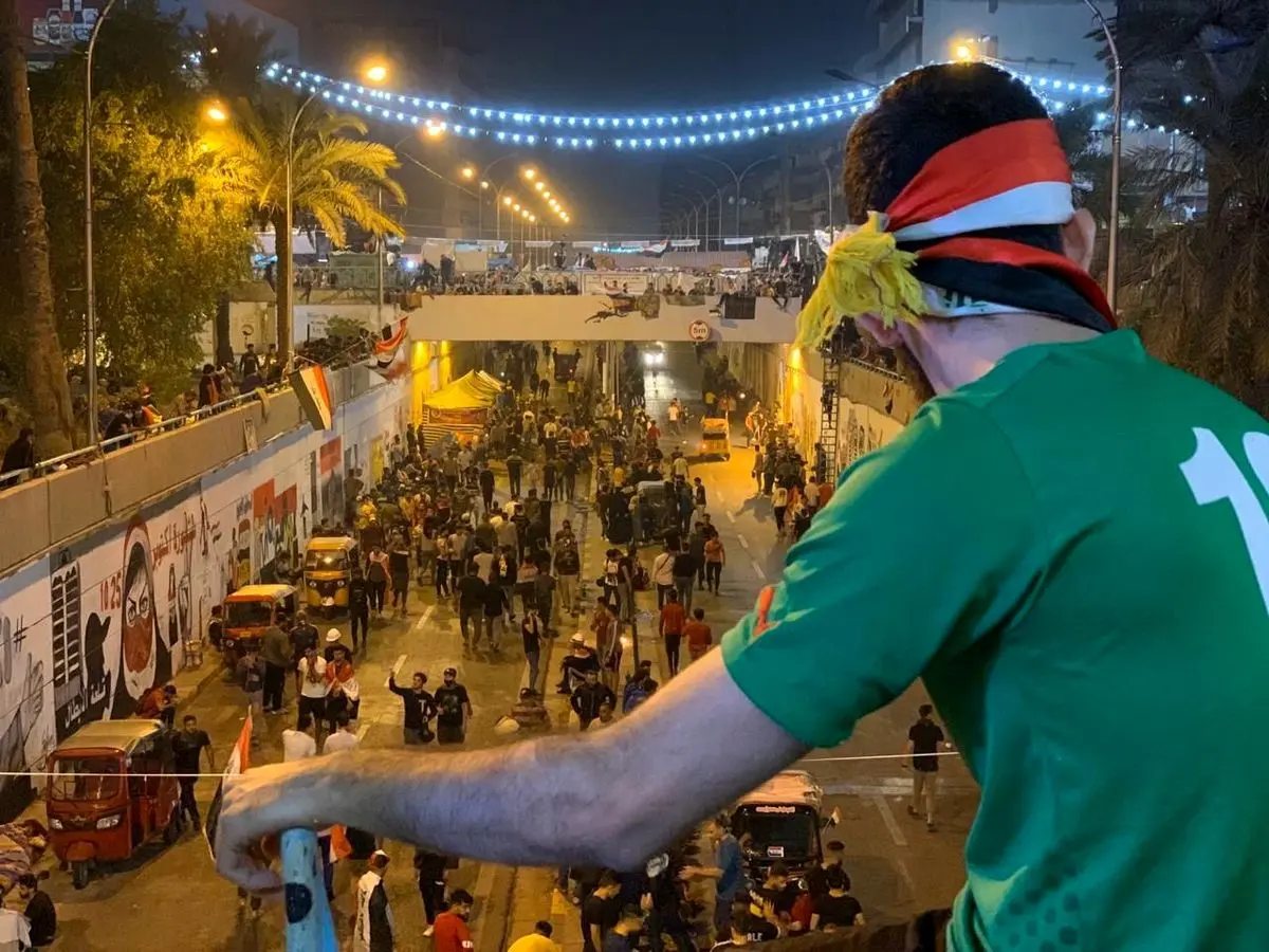 تصاویری دیگر از هیجانات فوتبالی در میدان تحریر بغداد