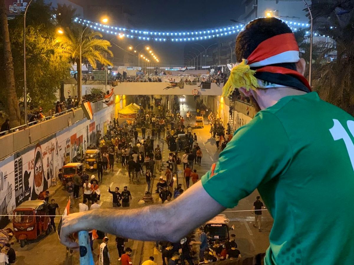 تصاویری دیگر از هیجانات فوتبالی در میدان تحریر بغداد