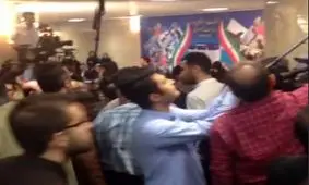 فیلم/ ازدحام شدید خبرنگاران با ورود روحانی به ساختمان فاطمی