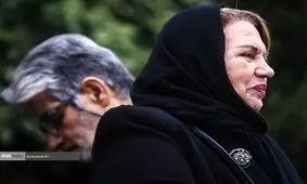 عکس| سیمین غانم در مراسم تشییع پیکر تورج شعبانخانی