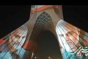 هم‌اکنون؛ نور باران میدان آزادی در سوگ سردار سلیمانی + فیلم