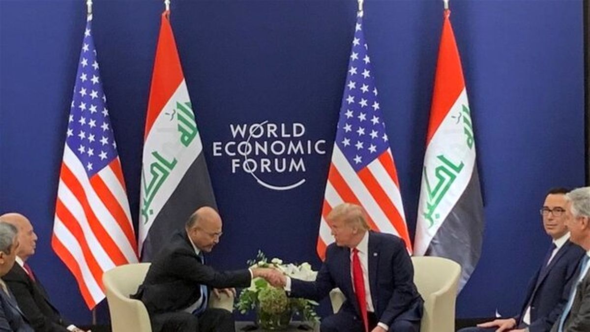 دیدار برهم صالح با ترامپ در حاشیه اجلاس داووس؛ تاکید بر ادامه همکاری نظامی
