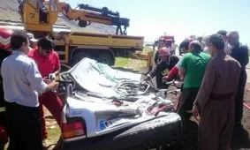 تصادف شدید پراید و تانکر در کرمانشاه