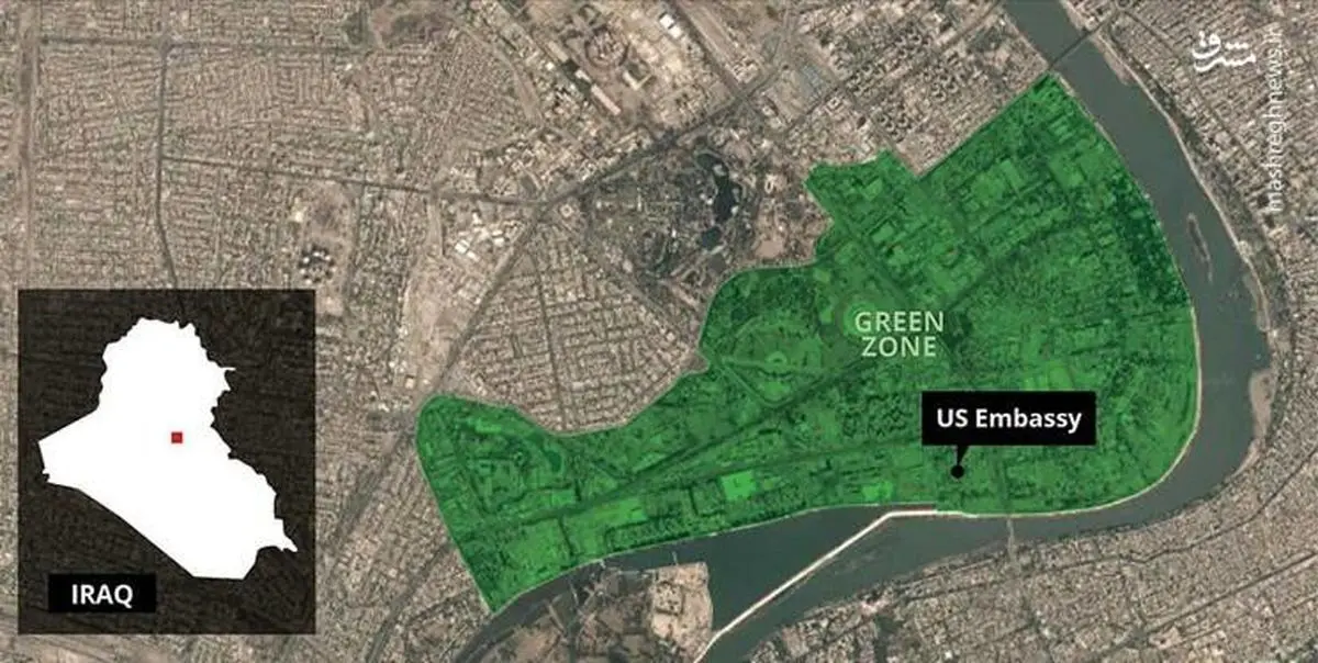 اصابت چند راکت به مرکز فرماندهی نیروهای ائتلاف آمریکا در بغداد + فیلم