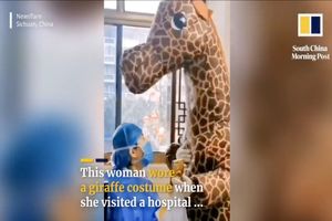 مراجعه زن چینی با لباس زرافه‌ای به بیمارستان