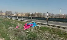 دهها لباس بیمارستانی در اراضی کشاورزی ورامین رها شد