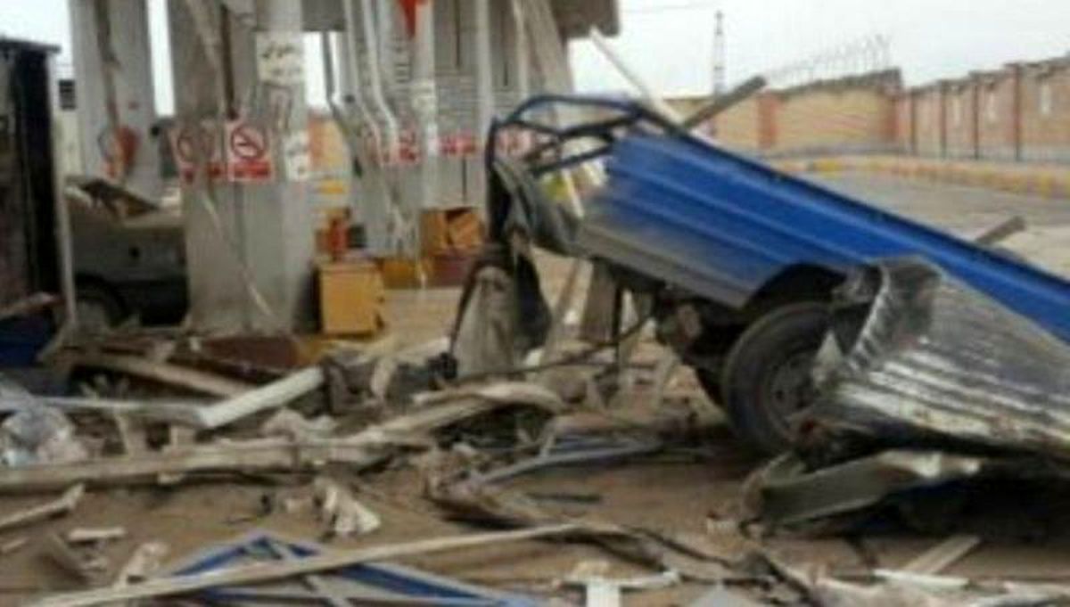 انفجار شدید خودروی نیسان در پمپ‌گاز