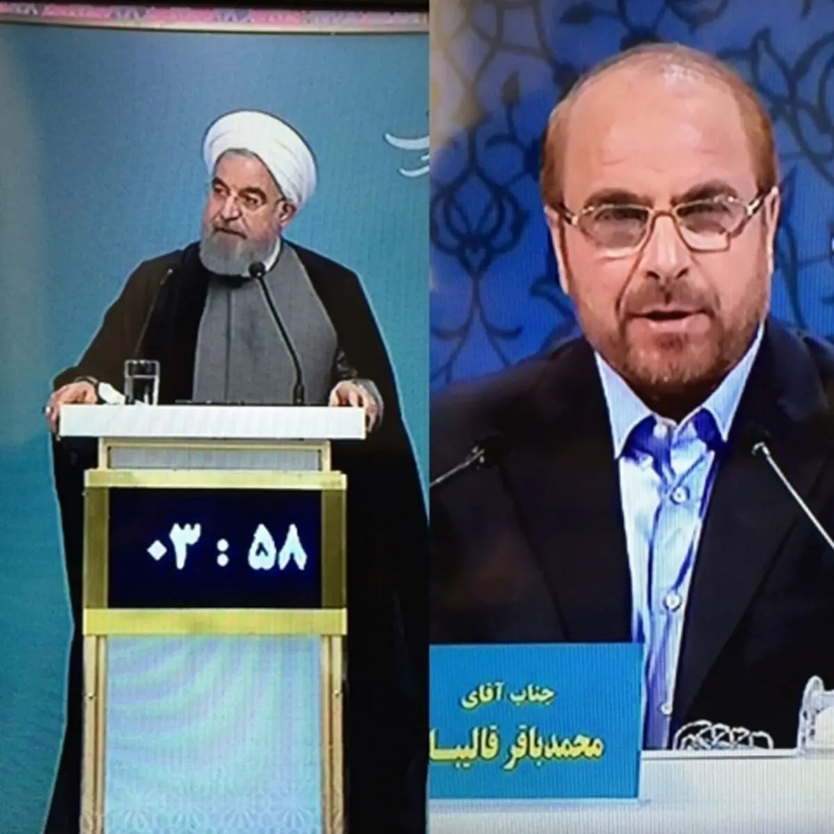 فیلم / بحث روحانی و قالیباف در مناظره زنده