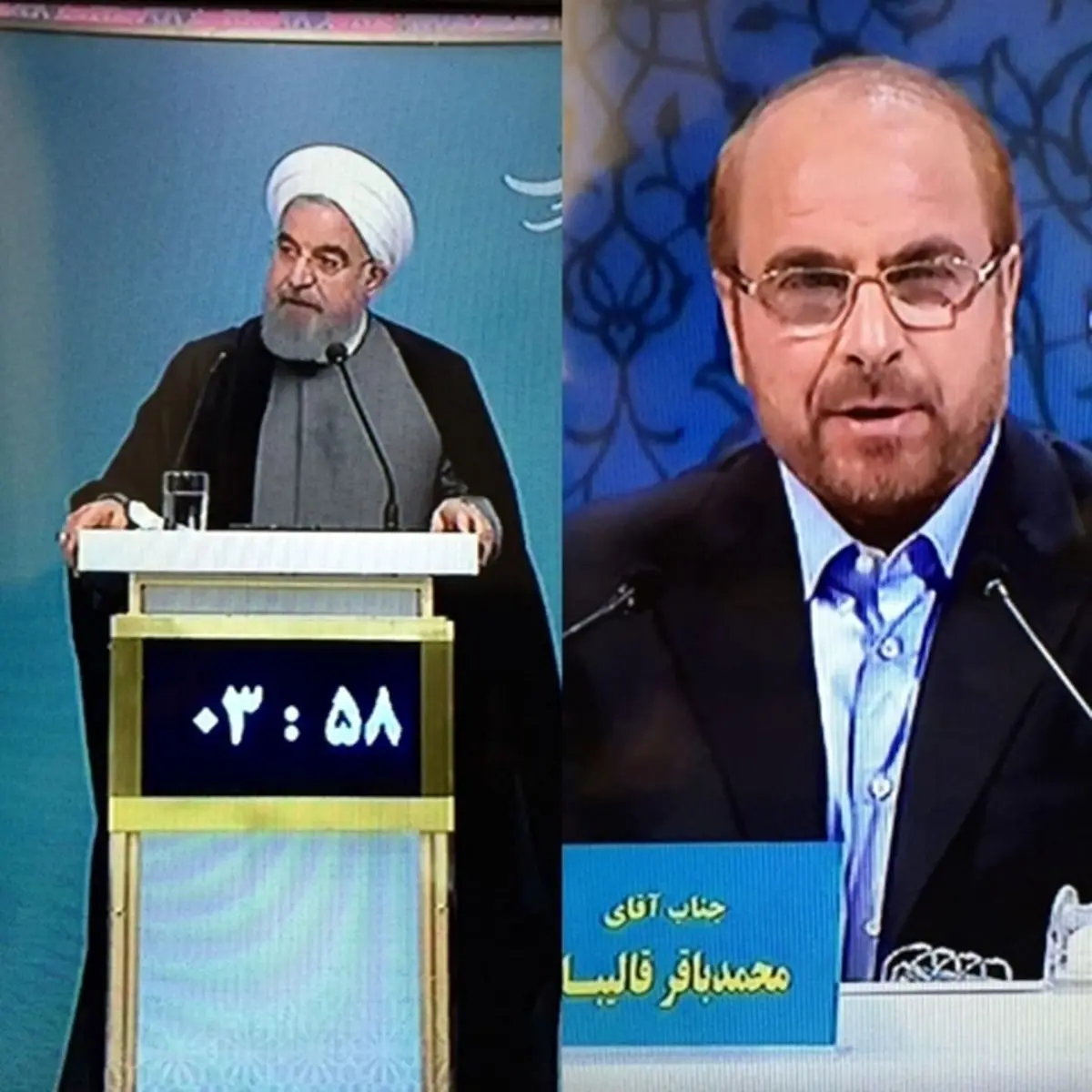 فیلم / بحث روحانی و قالیباف در مناظره زنده