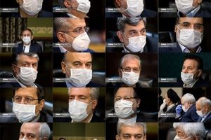 تصاویری جالب از وزرا با ماسک / سایه کرونا بر کابینه روحانی