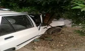 تصادف پراید با درخت