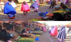 عکس/ رعایت فاصله گذاری اجتماعی در بازار روز سومالی