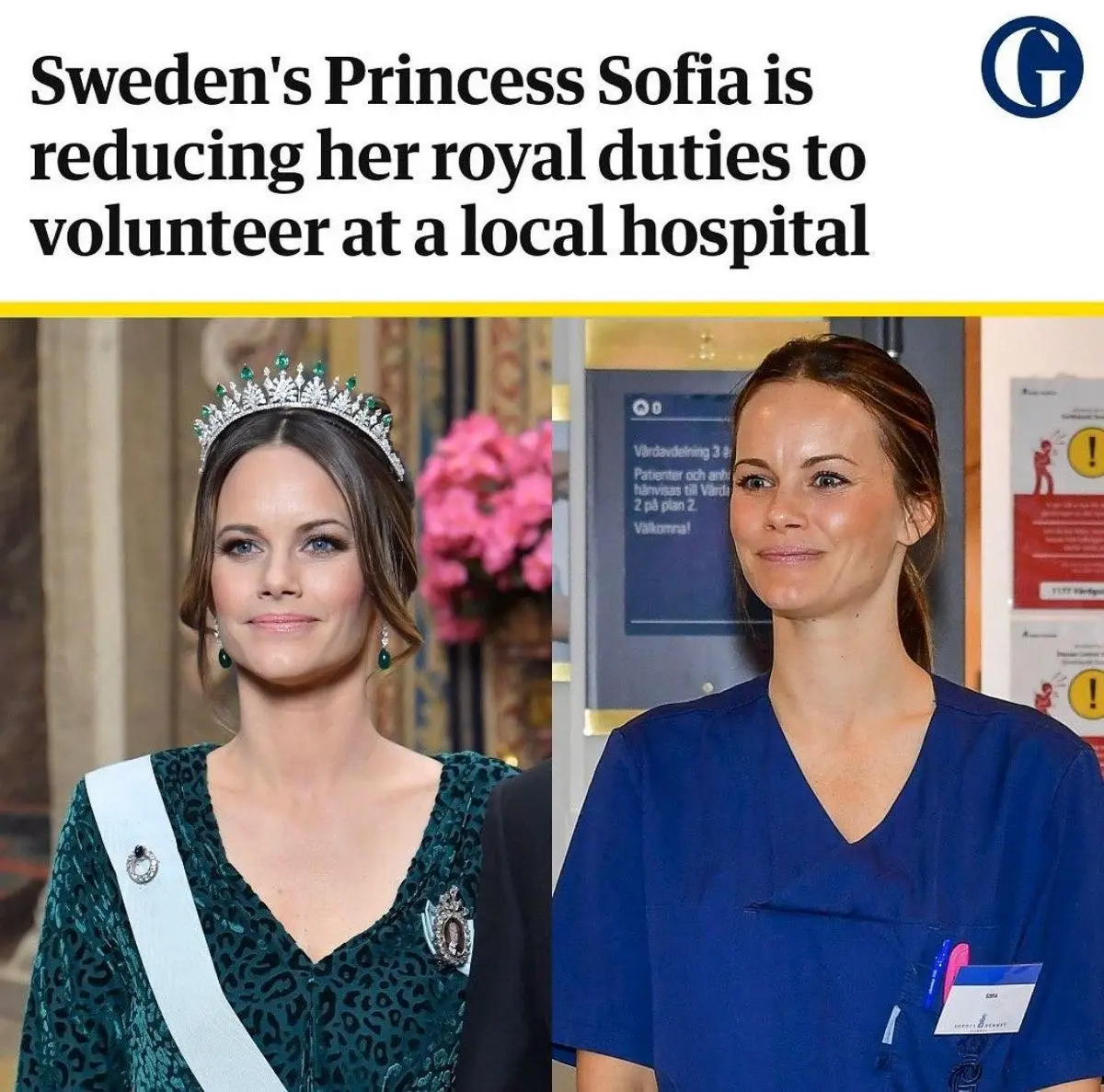 عروس خاندان سلطنتی سوئد در بیمارستان بیماران کرونا مشغول به کار شد