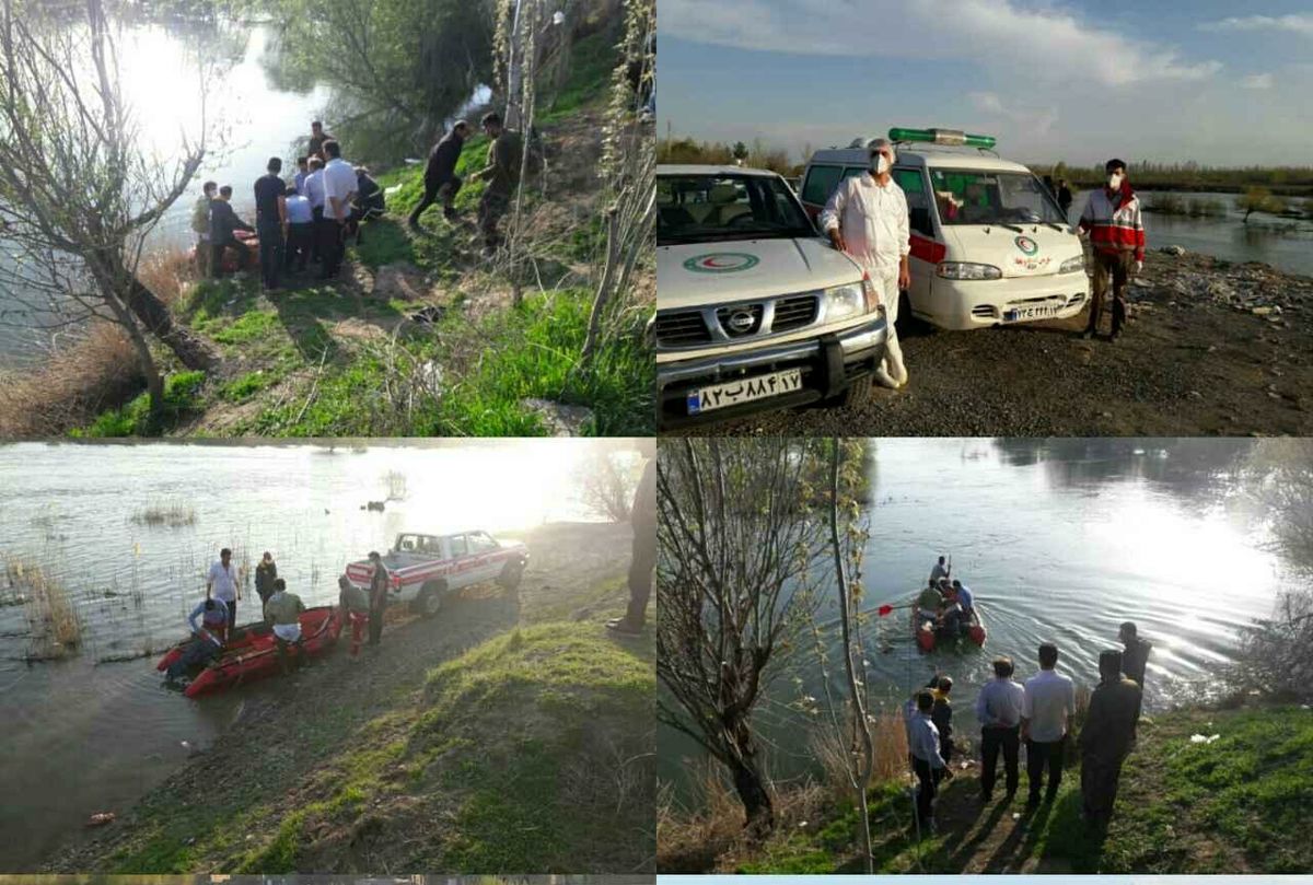 نجات ۴ جوان گرفتار در رودخانه زرینهرود میاندوآب