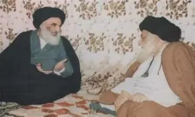 تصویری از آیت‌الله العظمی خویی، آیت‌الله سیستانی و آیت‌الله صدر