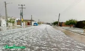 بارش تگرگ و خسارت به باغات پسته شهرستان مه ولات استان خراسان رضوی+ تصویر