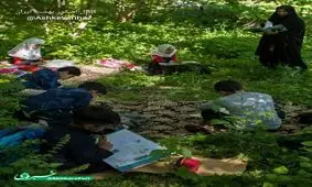 کلاس درس در باغ فندق + تصویر