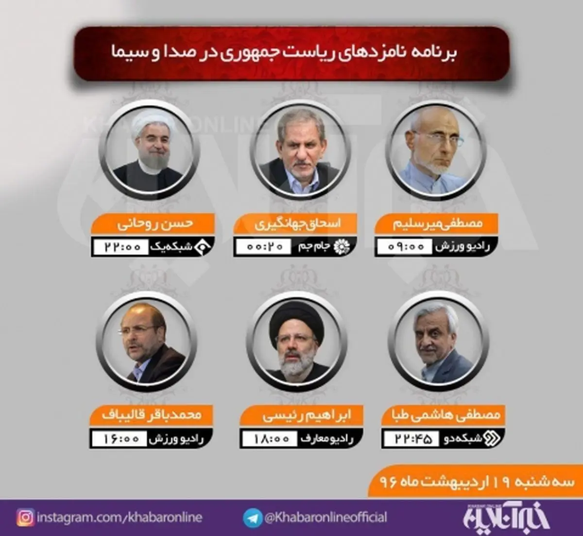برنامه های امروز نامزدهای دوازدهمین انتخابات ریاست‌جمهوری