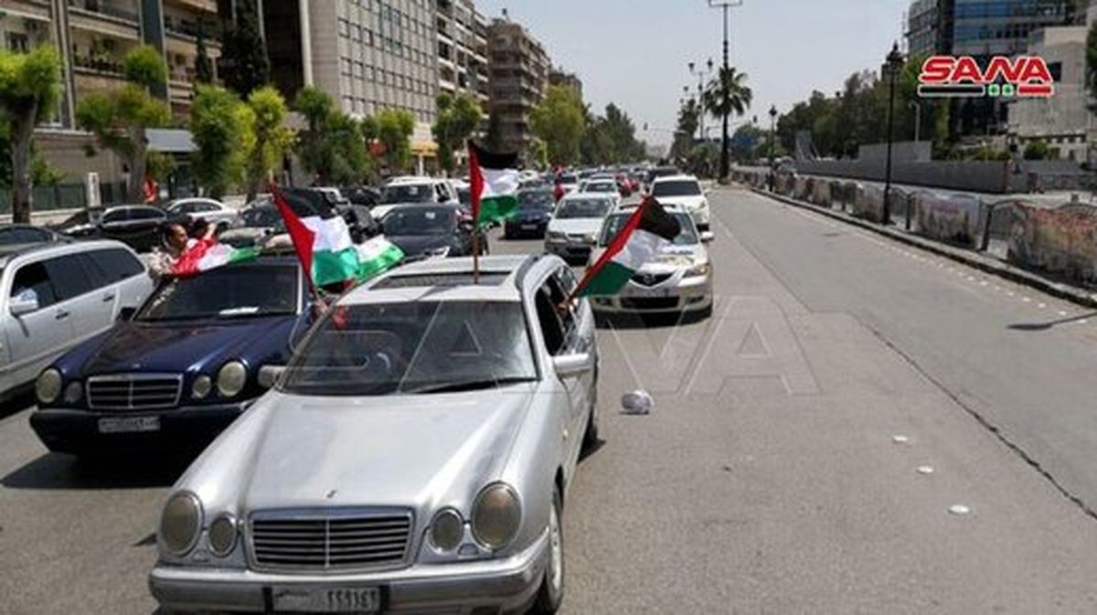 راهپیمایی ماشینی روز قدس در دمشق/ عکس