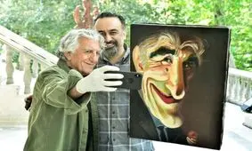 عکس| واکنش رضا کیانیان پس از دیدن کاریکاتور خودش