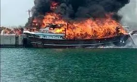 آتش‌سوزی در لنج صیادی سیریک ۲ میلیارد تومان خسارت به بار آورد