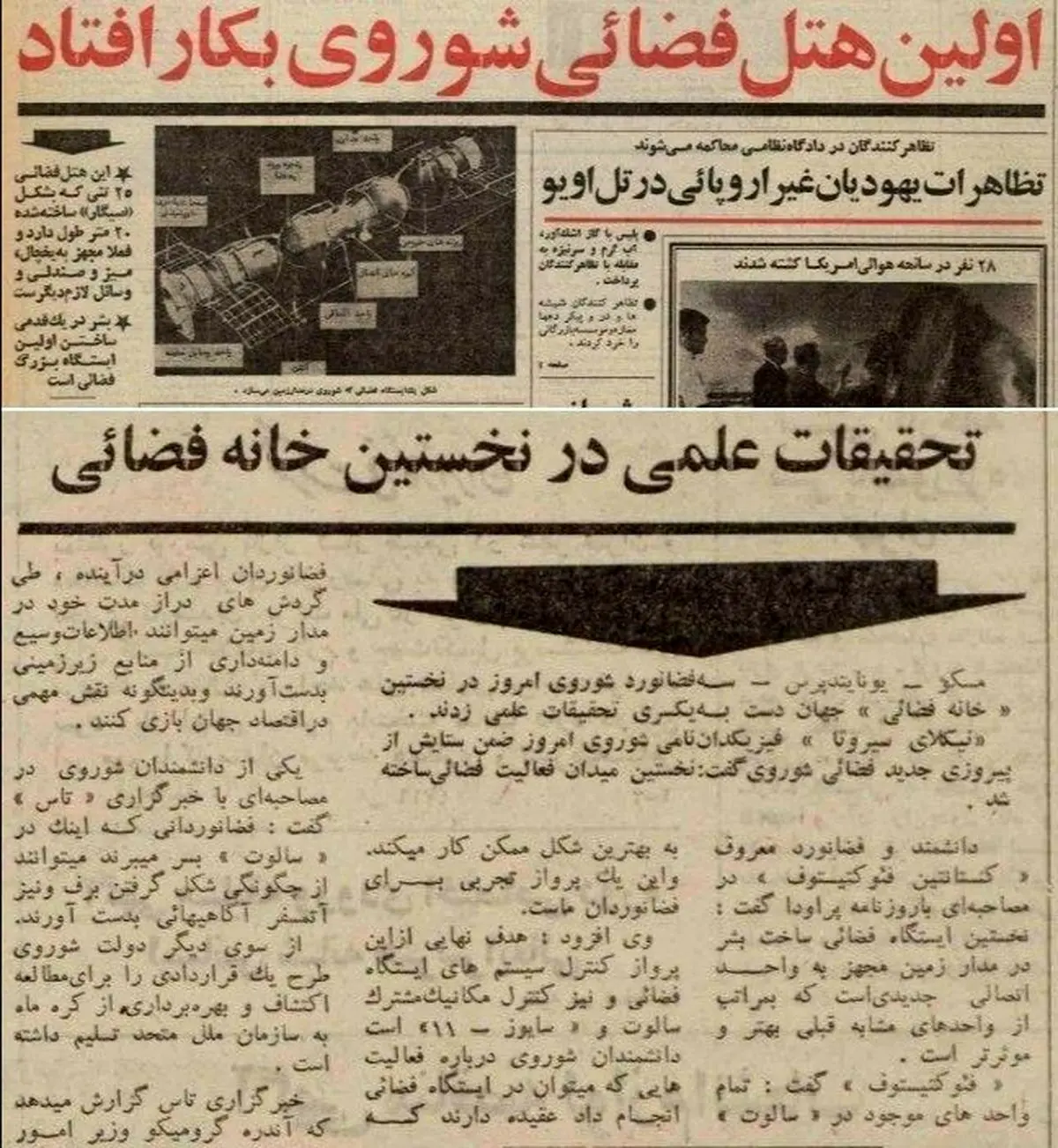 ۱۸ خرداد ۱۳۵۰؛ اولین هتل فضائی شوروی بکار افتاد + عکس