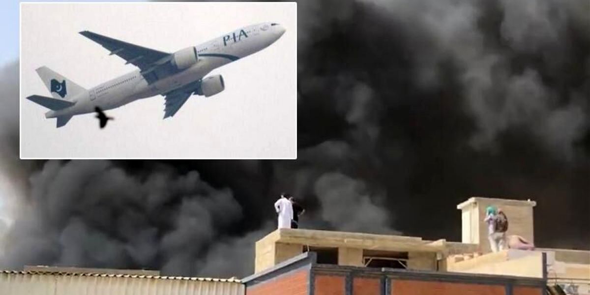واضح‌ترین فیلم از لحظه سقوط هواپیمای ایرباس مسافری پاکستان در کراچی