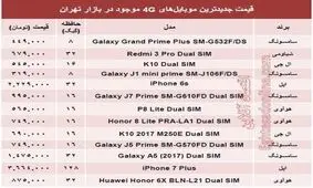قیمت پرفروش‌ترین موبایل‌های ۴G؟ +مشخصات